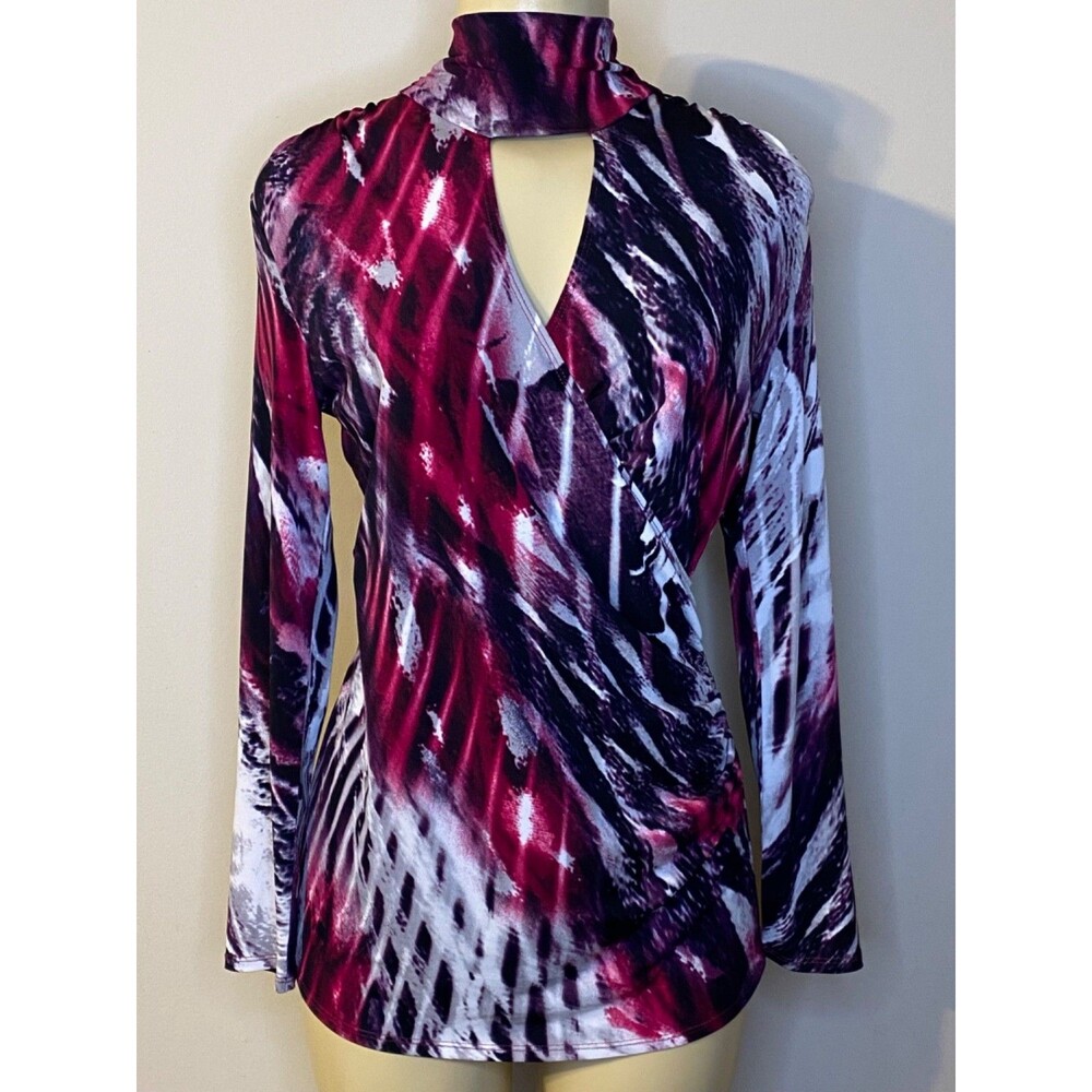 CACHE WOMEN'S TURTLENECK FAUX WRAP TOP SIZE S